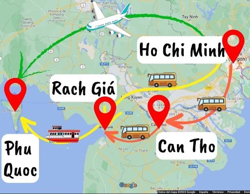 mapa para llegar a Phu Quoc